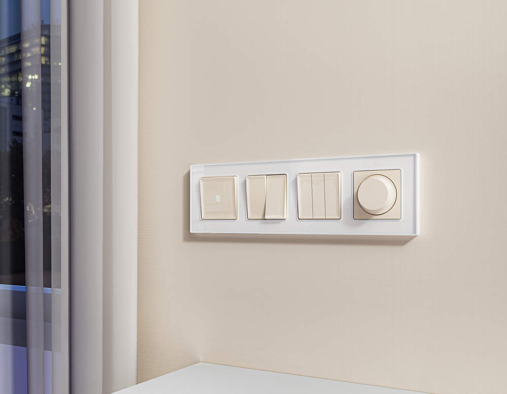 MA303010 Комплект механизма 2-кл выключателя ALFA Бежевый глянец QUANT (AP3030, VM115)