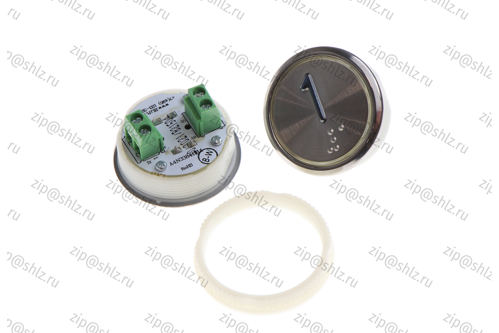 Кнопка (кнопочный модуль) EA2406S-S-W "1 этаж", круглая, статическая белая подсветка, Брайль