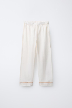 ZARA ПИЖАМА С КОНТРАСТНОЙ ОТДЕЛКОЙ, ЭКРЮ