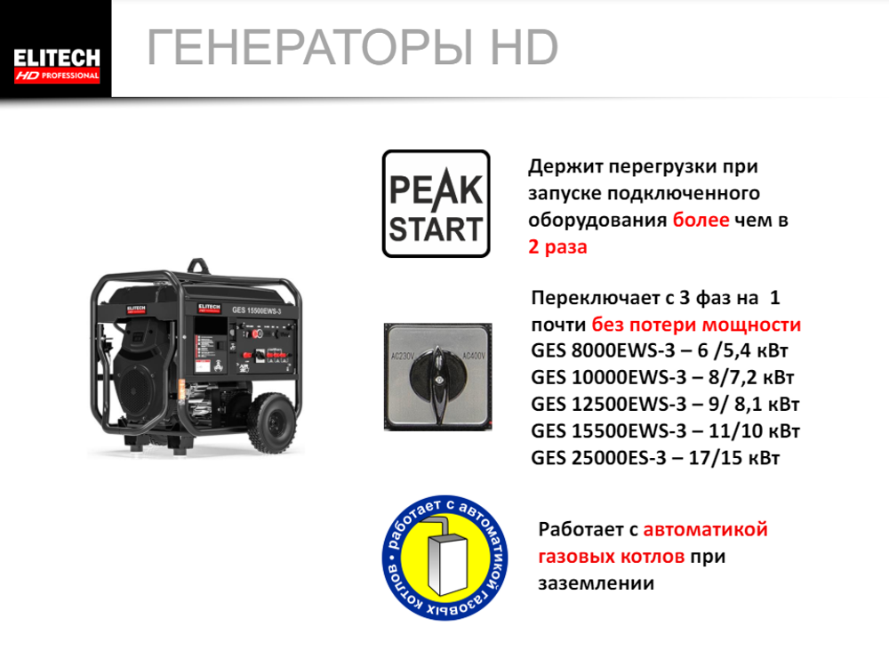 Генератор Elitech GES 10000ЕWS-3 230/380 В