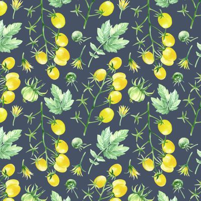 желтые помидорки-черри на темно-синем