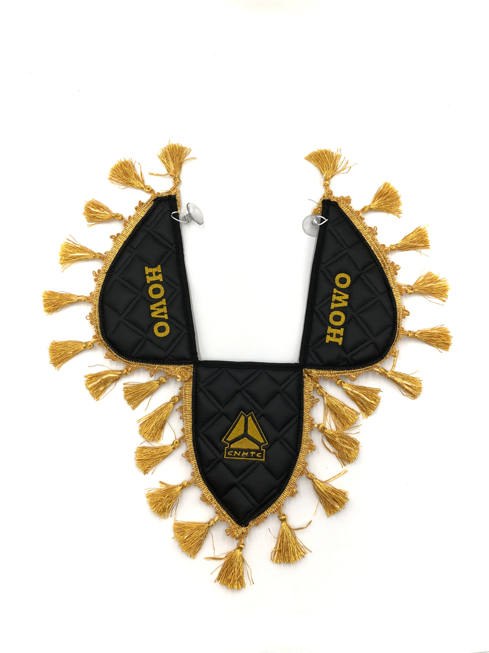 Вымпел тройной HOWO (экокожа, черный с золотыми кисточками)