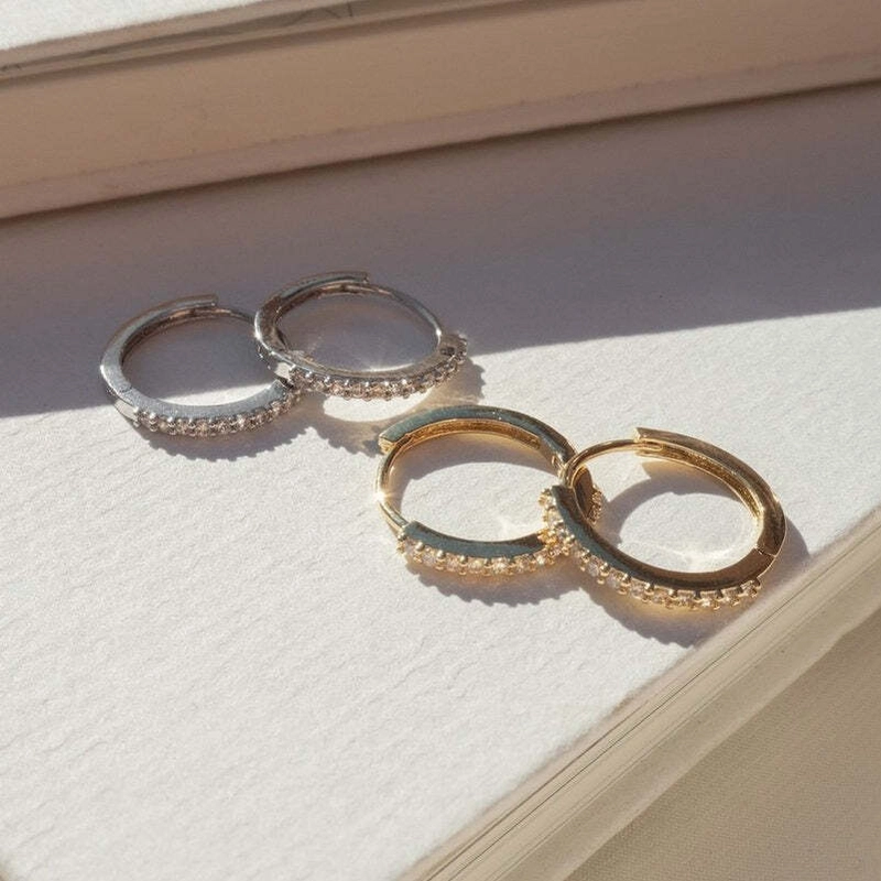 Серьги-кольца Блестящие Мини Бордо – Золото