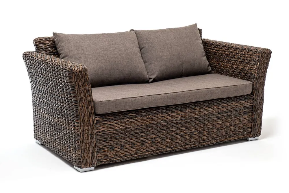 "Капучино" диван из искусственного ротанга (гиацинт) двухместный, цвет коричневый