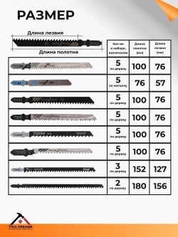 Набор пилок для лобзика универсальный комплект по дереву, металлу 35шт
