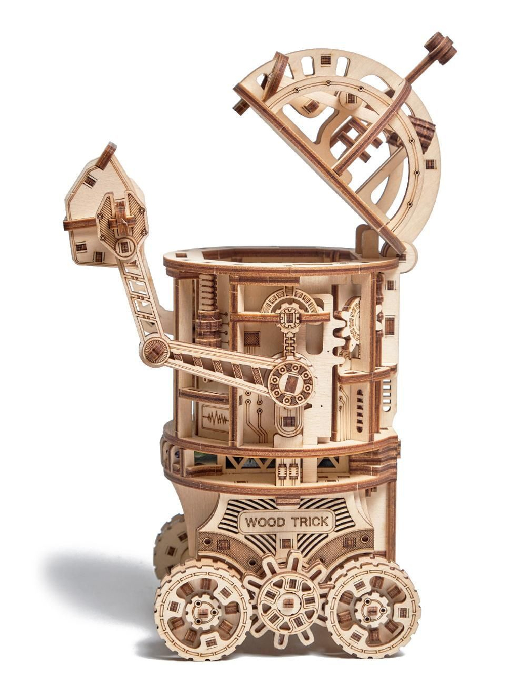 Электронная деревянная сборная модель Wood Trick Космический робот Уборщик (с двигателем)