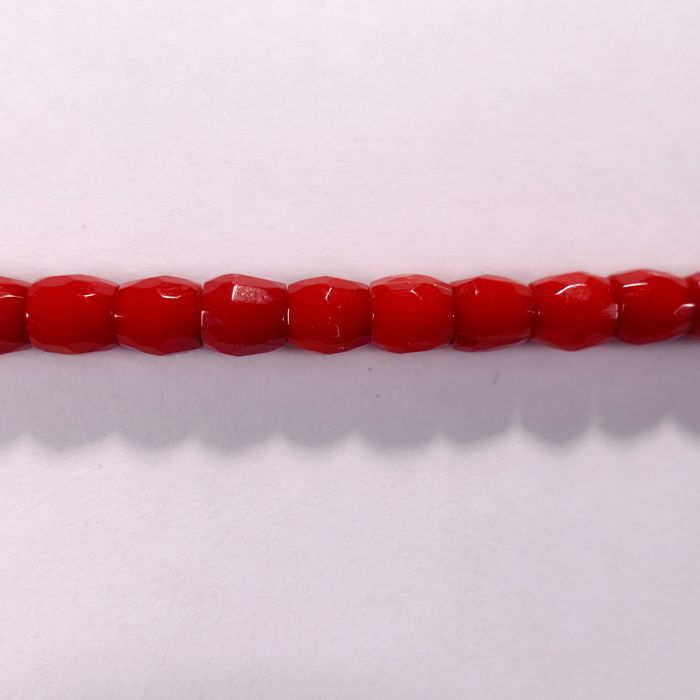 Бусина из коралла красного, облагороженного, фигурная, 6x6 мм (рондель-бочонок, граненая)
