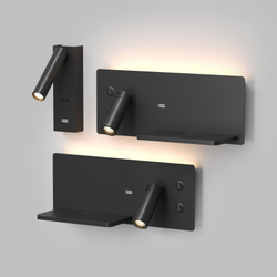 Светильник настенный CHARGELUX, с функцией беспроводной зарядки, USB-A , 3Вт+8Вт, 3000К, правый, алюминий, черный