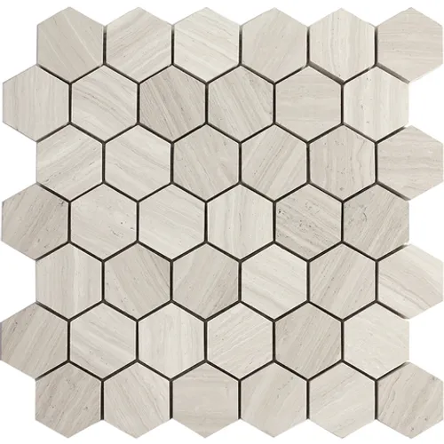 M032-DH5 White Wooden Шестигранная мозаика из мрамора Natural Paladium серый гексагон светлый