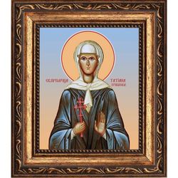 Татиана Грибкова, послушница, преподобномученица. Икона на холсте. В раме 10 х 12 см.