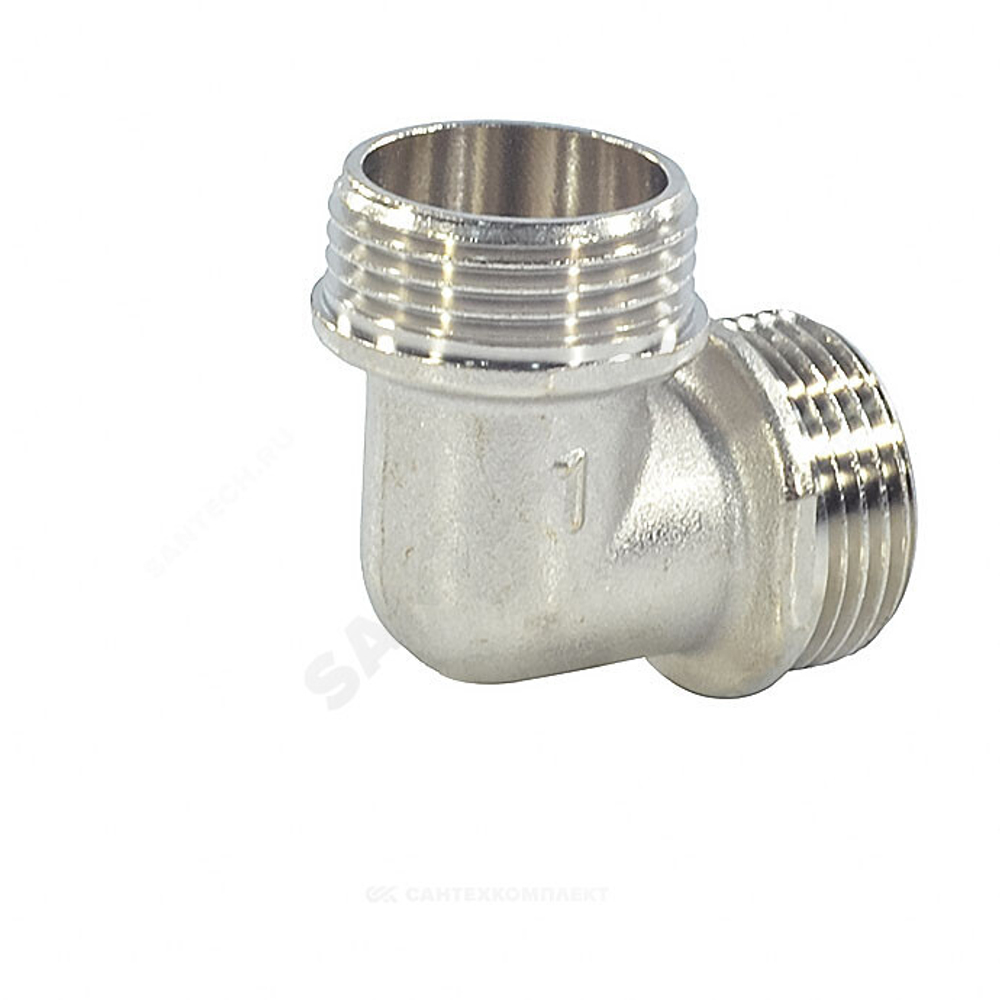 Угольник латунь никель реборда Ду 15 (1/2") НР/НР SantechSystems