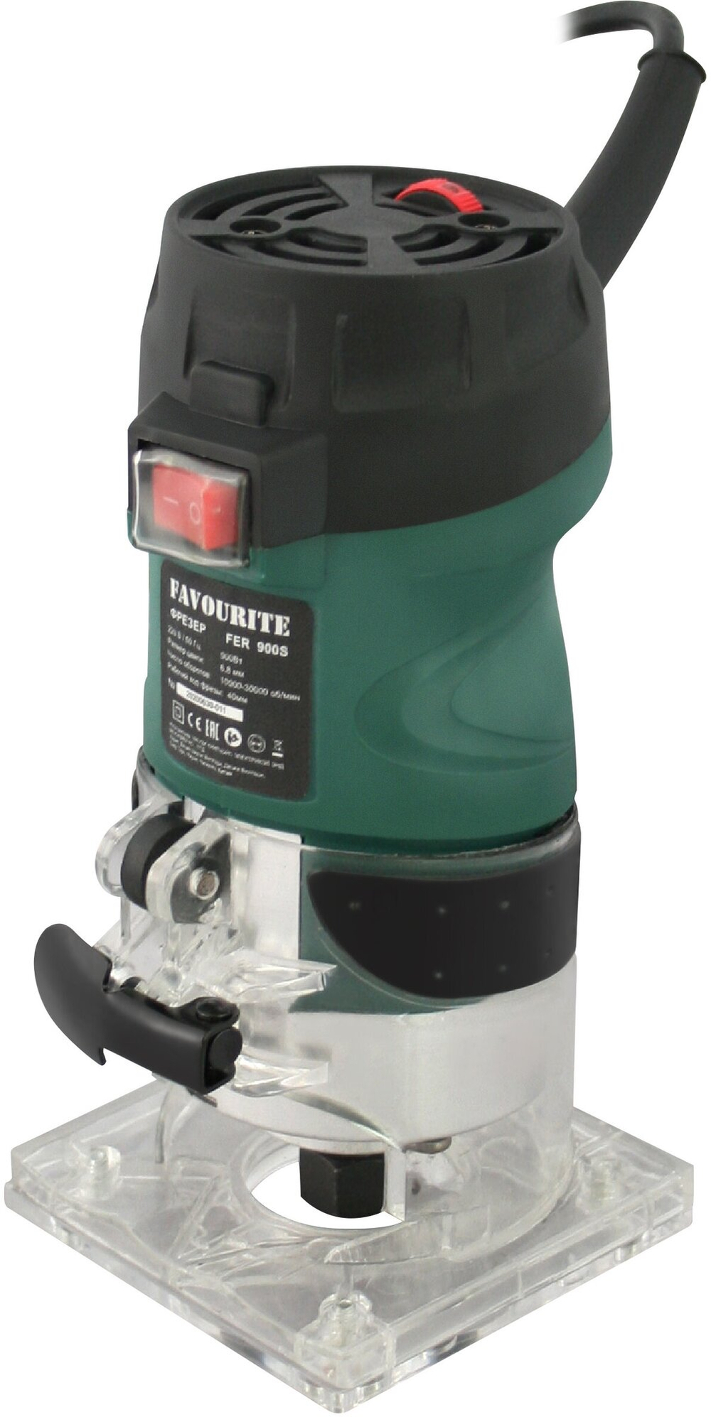 Фрезер по дереву кромочный электрический FAVOURITE FER 900S, 900Вт, цанга 8мм, 10000-30000об/мин, аксессуары.