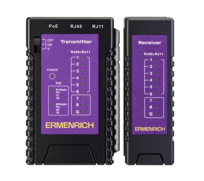 Кабельный тестер Ermenrich NetGeeks NP10, фиолетовый