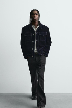 ZARA БРЮКИ FLARE FIT ИЗ САРЖИ, ЧЕРНЫЙ