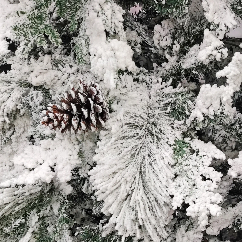 Ёлка «Кружевница» 210 см, ПВХ+Леска с шишками белая снежная посыпка (595 ветки)