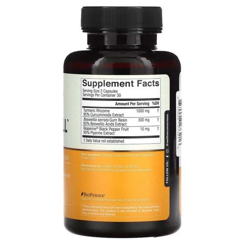 Live Conscious, Curcuwell, максимальная сила действия, 60 капсул