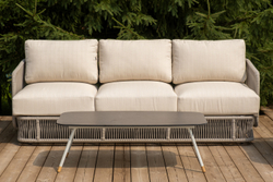 "Альбано" лаунж-зона 5-местная плетеная из роупа (веревки), каркас алюминиевый светло-серый, роуп серый меланж