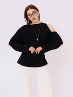 Лонгслив на одно плечо Вискоза, черный