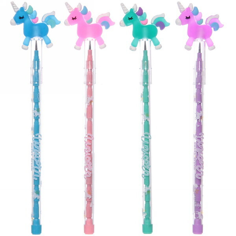 Карандаш чернографитный «Единорожек», 11 секций, ТМ, микс 4 цвета, 16,5см