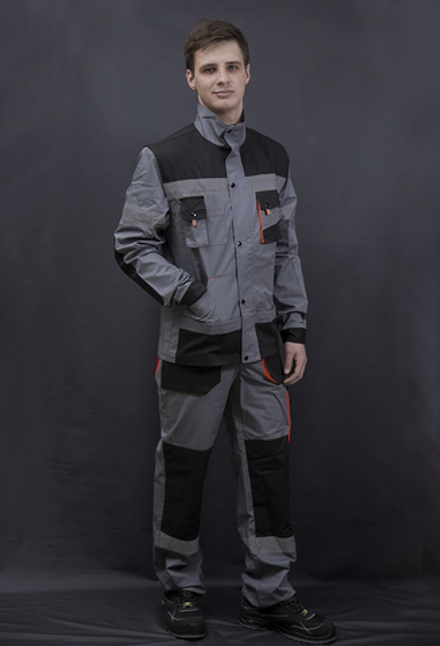 Куртка летняя Эмертон (серый+чёрный+оранжевый)