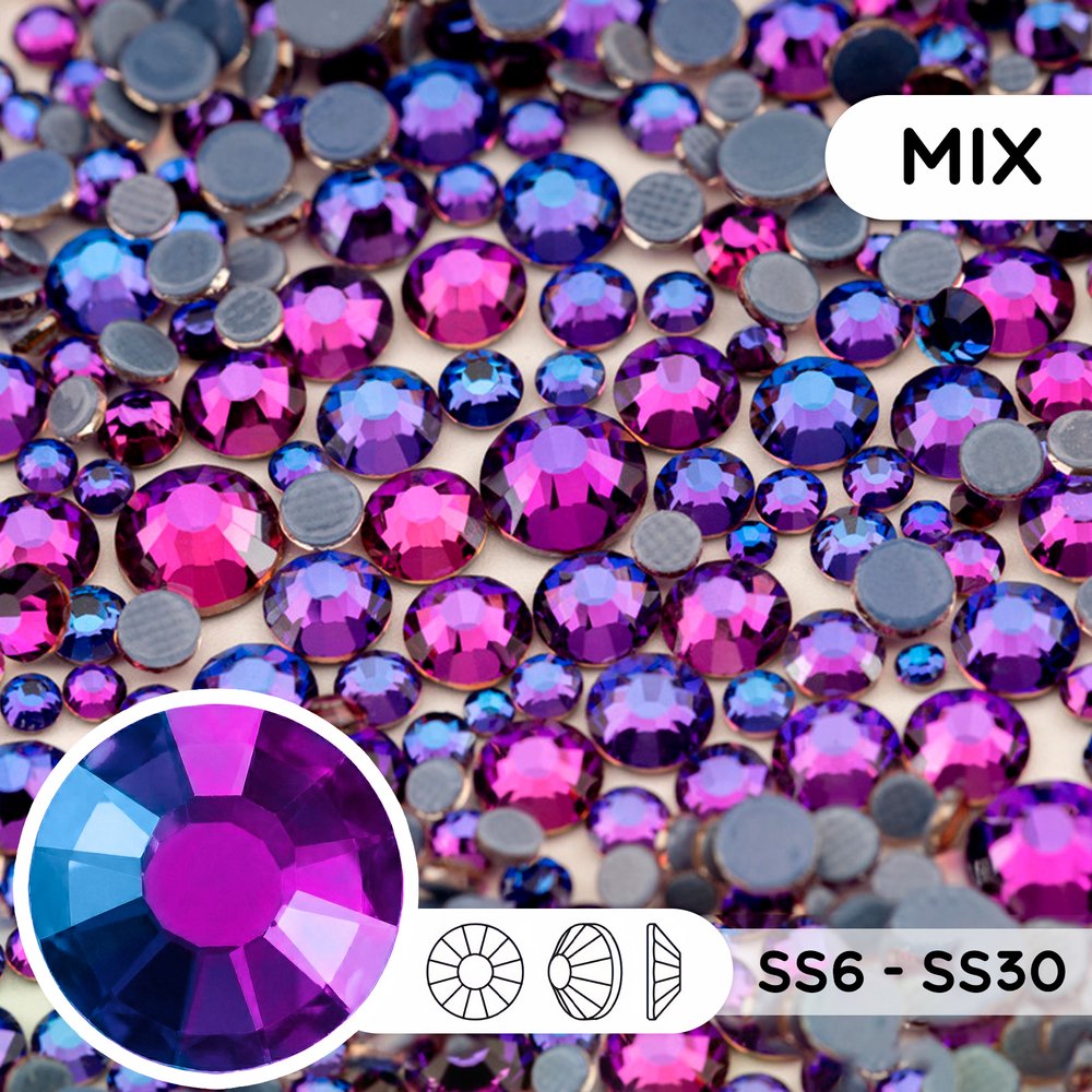Набор страз горячей фиксации “Purple Velvet” (микс размеров SS6–SS30)