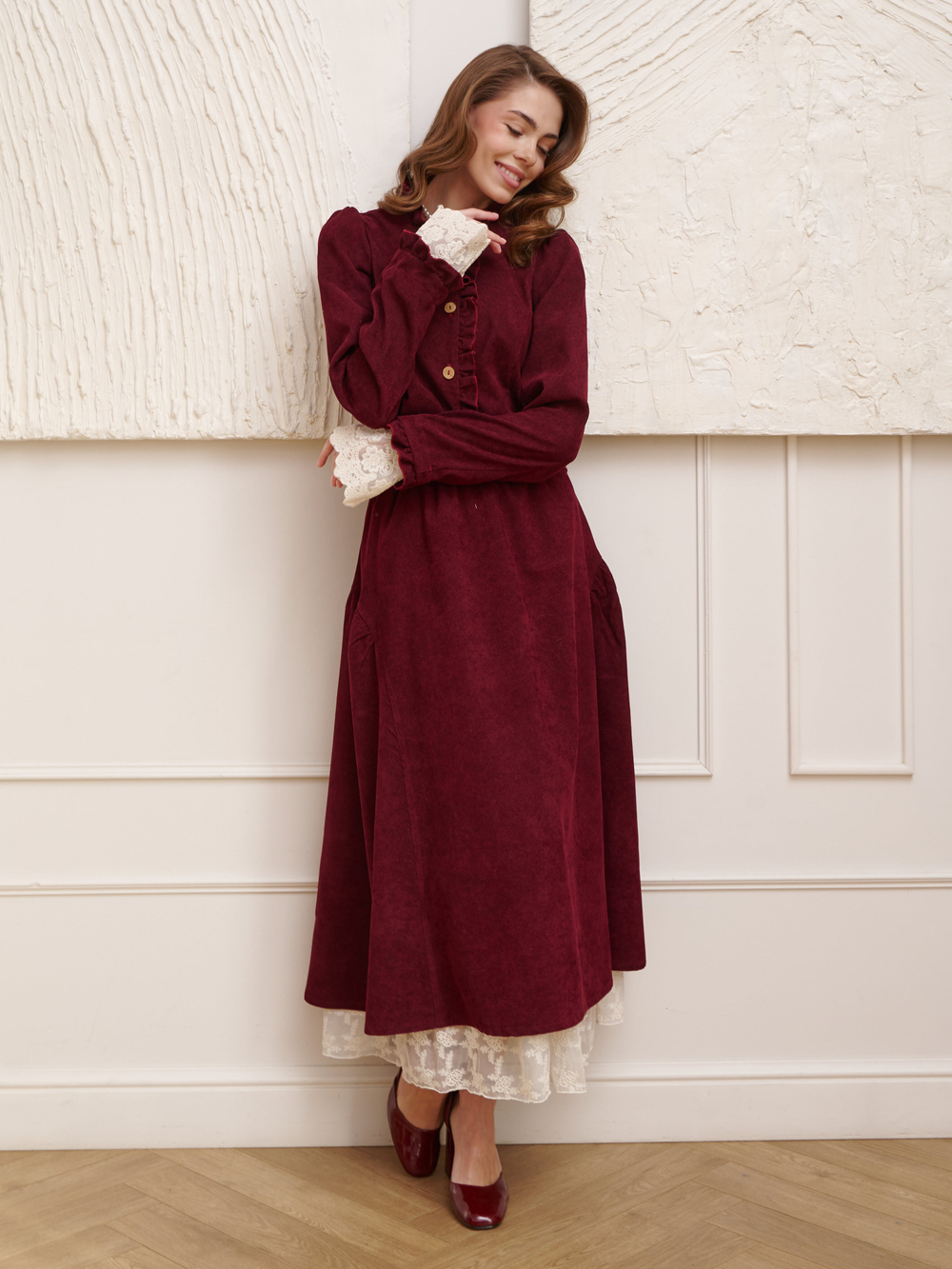 Юбка бохо вельветовая миди