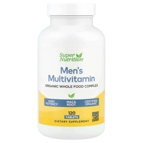 Super Nutrition, мультивитамины из органических цельных продуктов для мужчин, с экстрактами органической амлы, органического подсолнечника, органической моринги и органического шиитаке, 120 таблеток