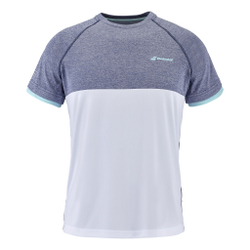 Мужское теннисное поло Babolat Play Crew Neck T-Shirt Men - White, Blue