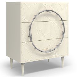 Комод Арт Колор leaves Классик Сильвер с 3 ящиками Кремовый белый