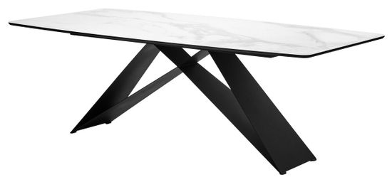 Стол МАРСЕЛЬ 220 Белый мрамор, стекло / Черный
