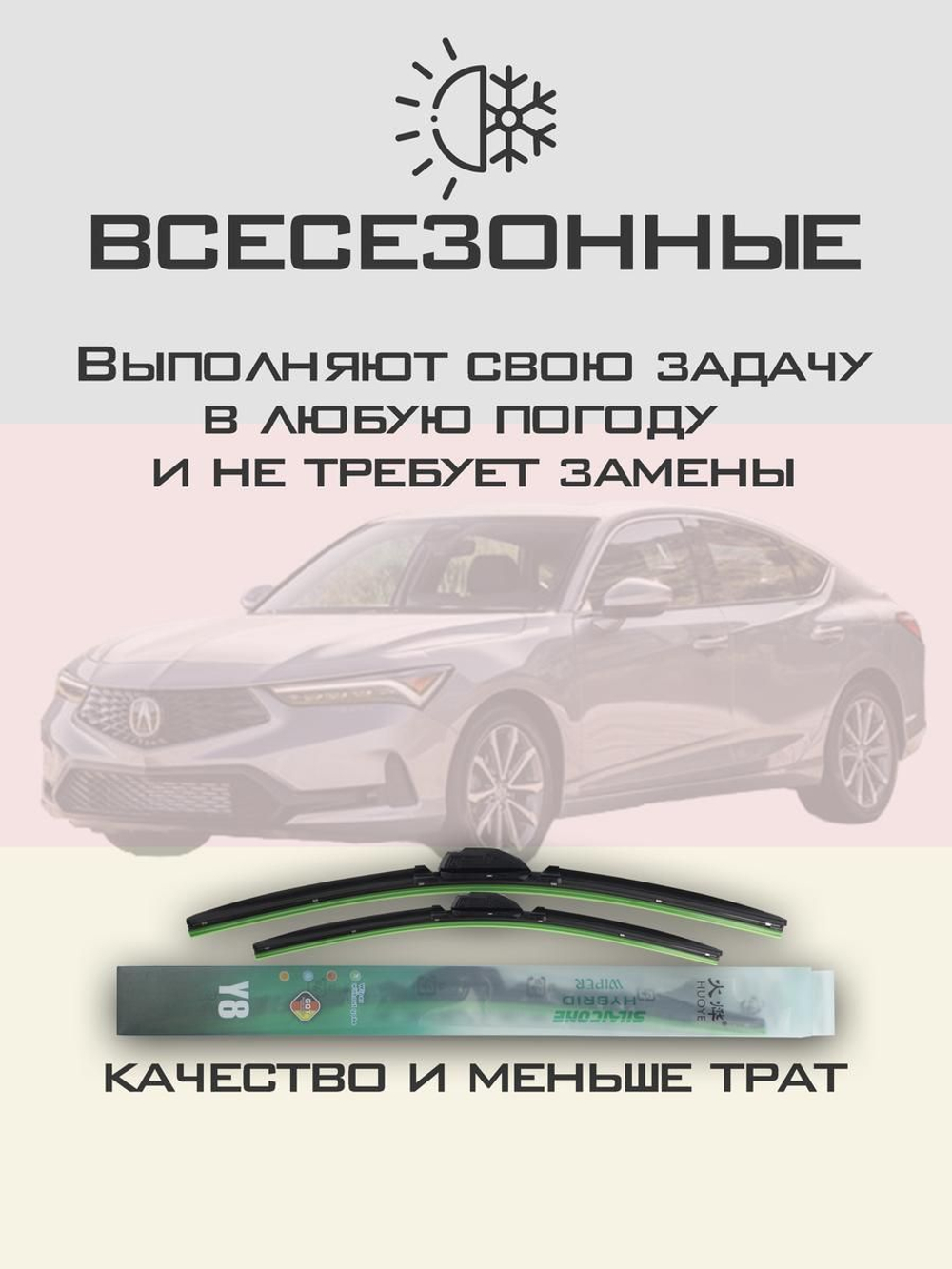 Щетки стеклоочистителя HUOYE Y8 600/475 мм на Acura Integra | Push button