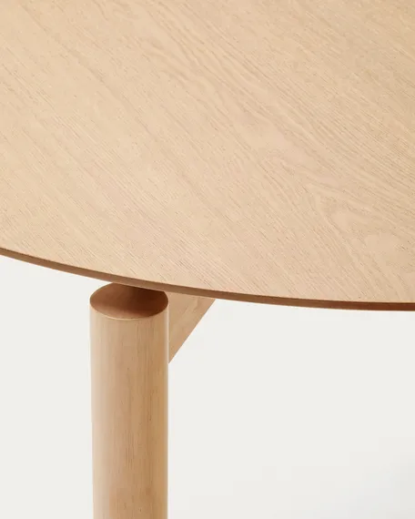 Стол Indara Ø100 см, из шпона и каучукового дерева с натуральной отделкой 