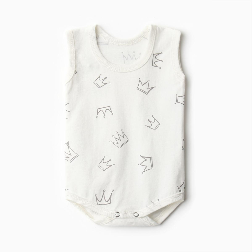 Набор боди 2шт. Короны, звездочки без, рукавов, р 80см, молочный (Bloom Baby)