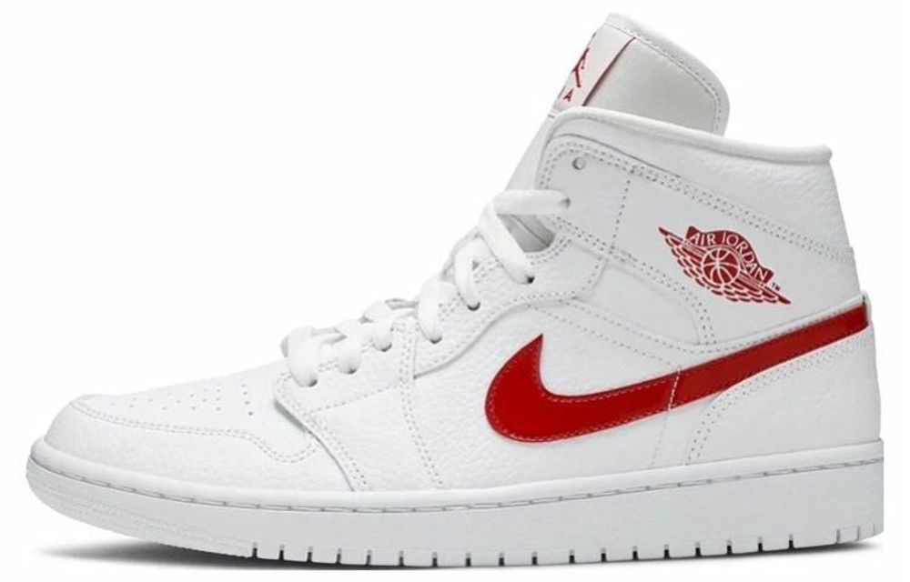 Кроссовки Jordan Air Jordan 1 Mid White University Red (Женская размерная сетка)