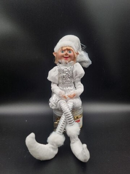 Эльф 60см в белом/серебро ST24-7