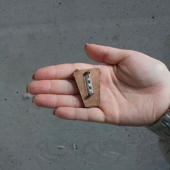 Значок деревянный (брошь) Кофе. Fire Pin