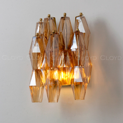 Бра Cloyd CALCUTTA W2 / выс. 37 см - латунь - янтарн.стекло (арт.20484)