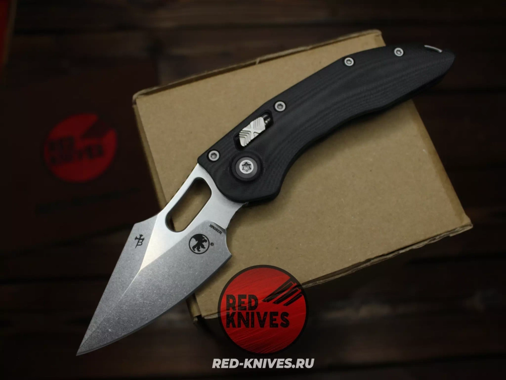 Нож Microtech Stitch Ram-Lok - рукоять черный G10, клинок стоунвош RK-456