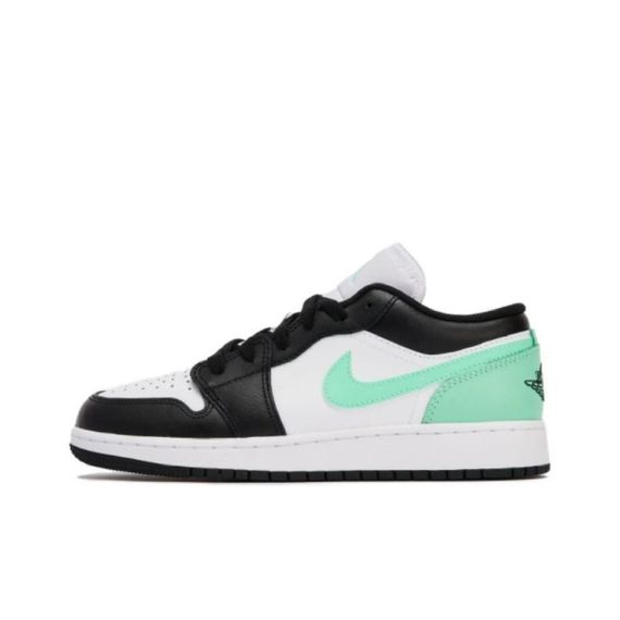 Jordan Air Jordan 1 Детские Скейтбординги Низкие Кроссовки Бело-зеленые Унисекс