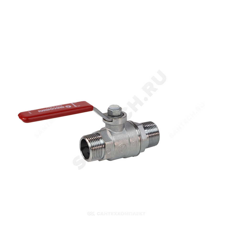 Кран шаровой латунь хром R253DL Ду 15 Ру42 НР рычаг красный Giacomini R253LX003