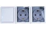 Блок две розетки+выключатель IP54, 16A(10AX)-250В, белый Эксперт ЭРА