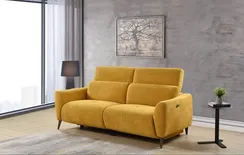 Диван-реклайнер с электроприводом Jasper, 200 см, желтый