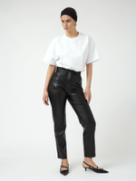 Брюки-дудочки из эко-кожи на замше