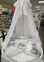 Комплект в кроватку 18 предметов "Сонный тигренок" серый, сатин