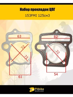 Набор прокладок ЦПГ двигателя 153FMI питбайк