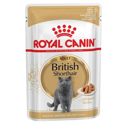Royal canin british shorthair adult 85 г пауч влажный корм кусочки в соусе для кошек британской короткошерстной породы старше 12 месяцев