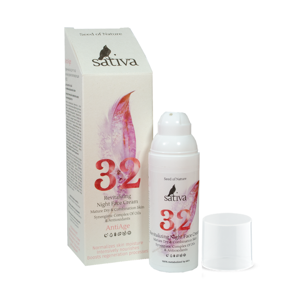 Крем-маска для лица Sativa №32 ночная ревитализирующая (50мл)
