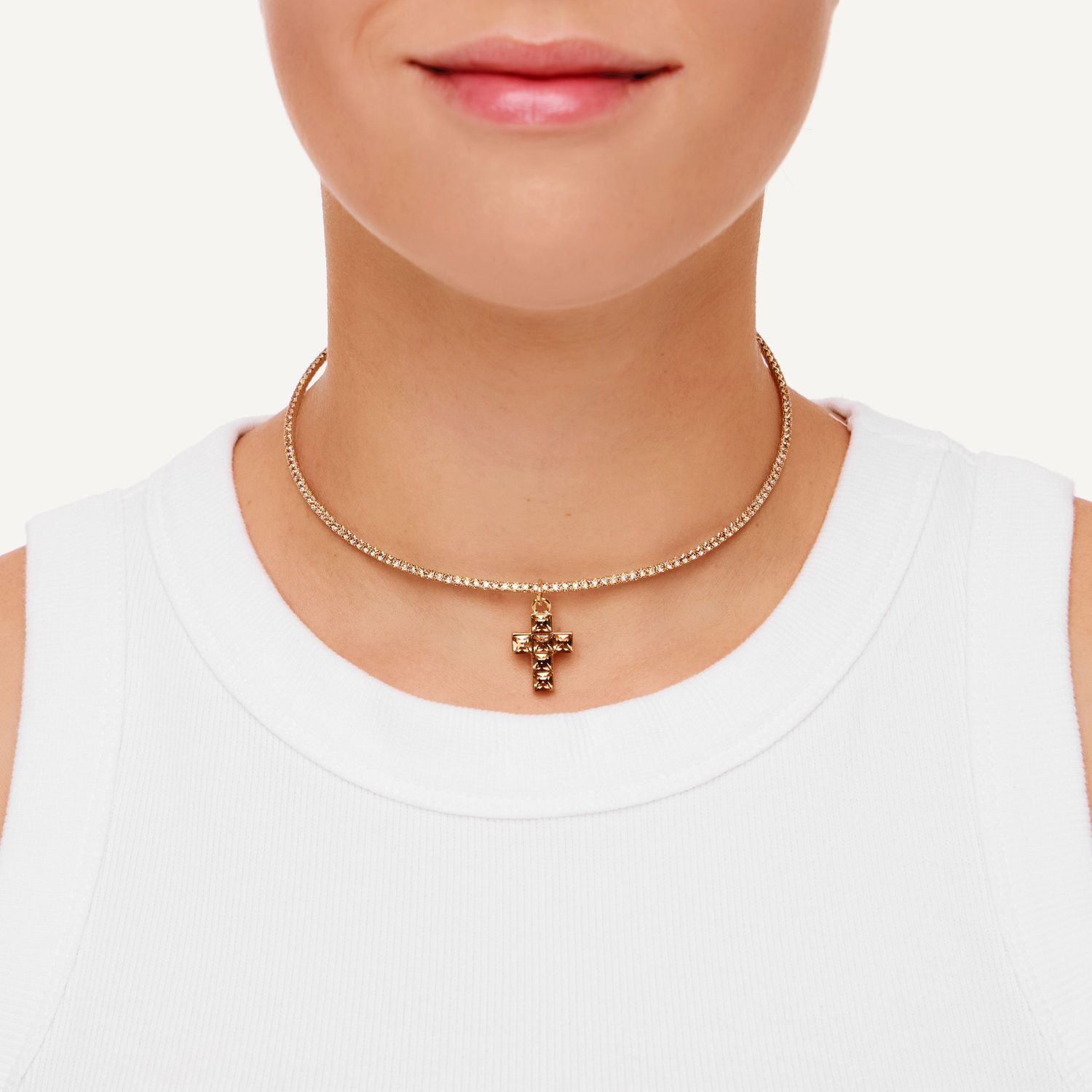 Колье Cubic Cross Necklace – Yelllow