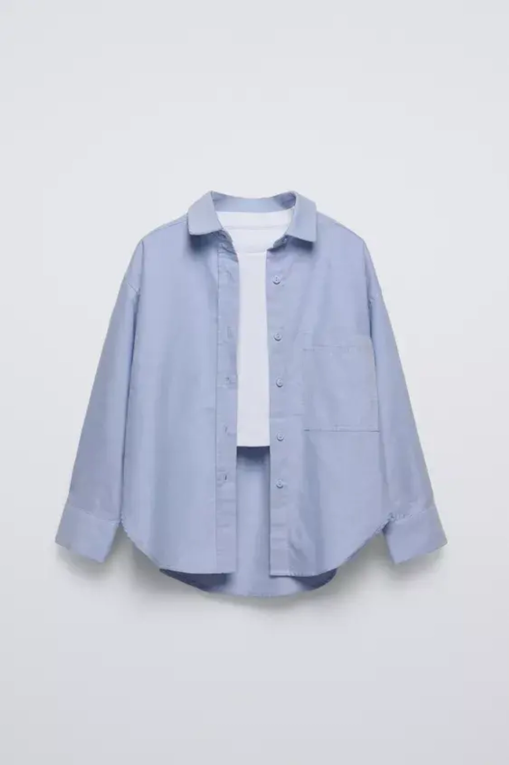 ZARA РУБАШКА ОКСФОРД И ТОП В РУБЧИК, ГОЛУБОЙ