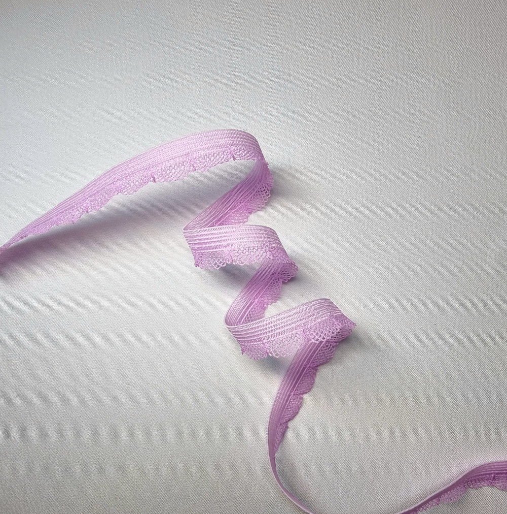 Ажурная резинка тонкая нежная сирень 10 мм